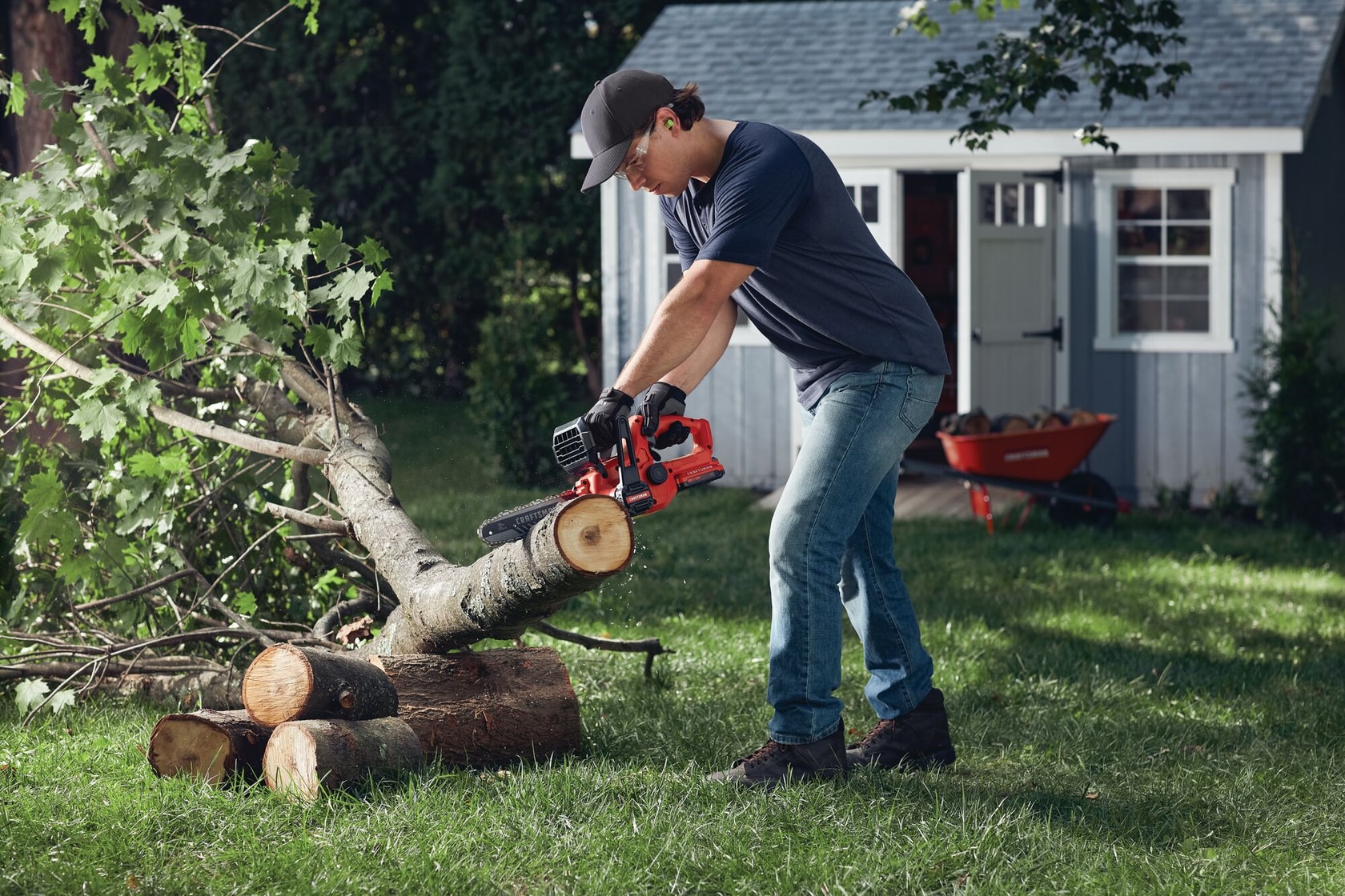 View of CRAFTSMAN Chain Saws being used by consumer