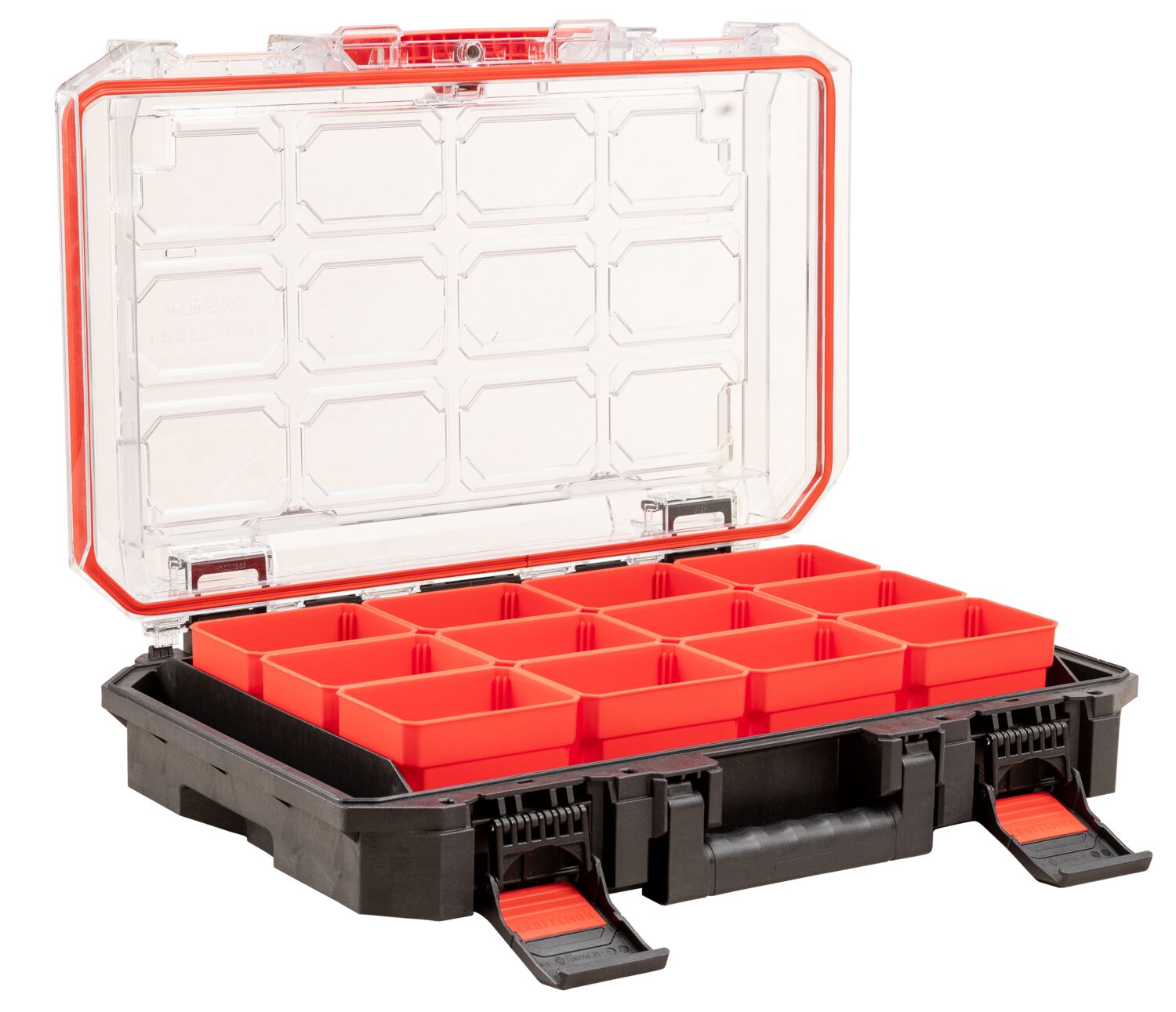 Open organizer at an angle towards the left