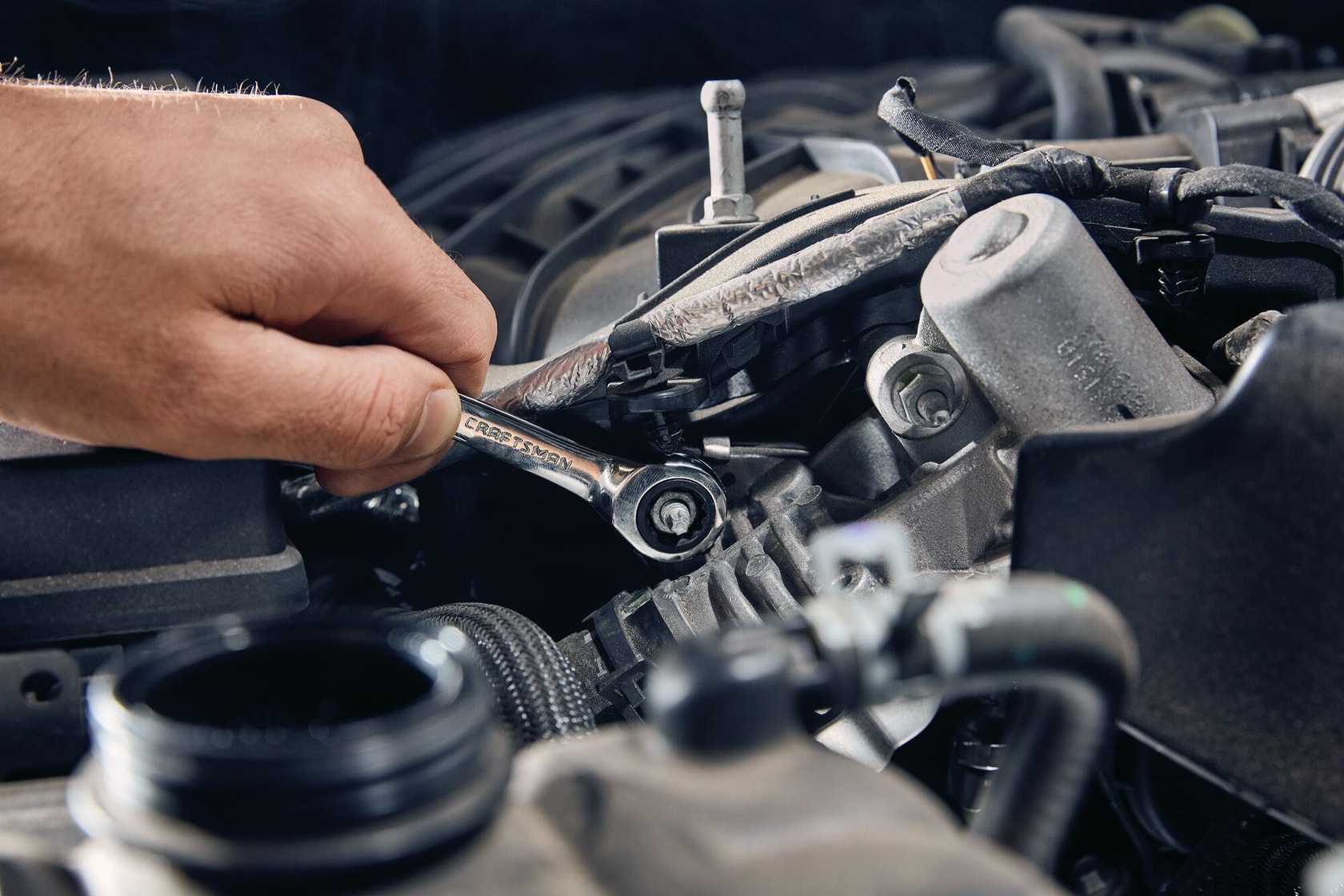 View of CRAFTSMAN Wrenches: Ratchet being used by consumer
