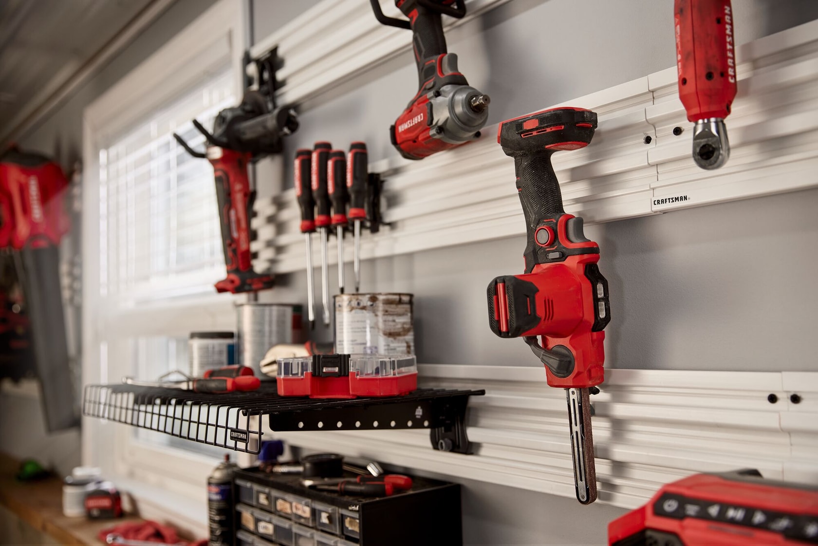 Craftsman V20 Powerfile on Versatrack wall