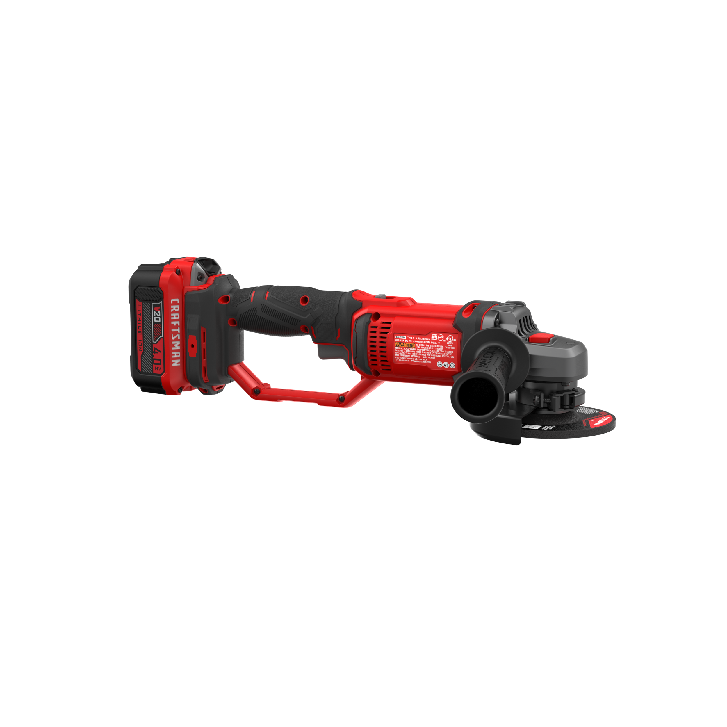 V20* Cordless 4-1/2-in Small Angle Grinder Kit (1 Battery) - Craftsman
