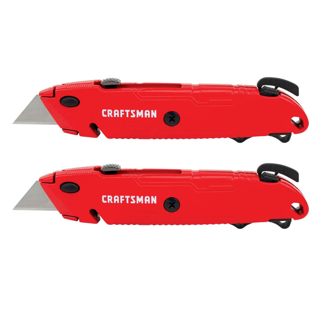 Utility Knife, Quick Change, Retractable Blade, 2-Pack