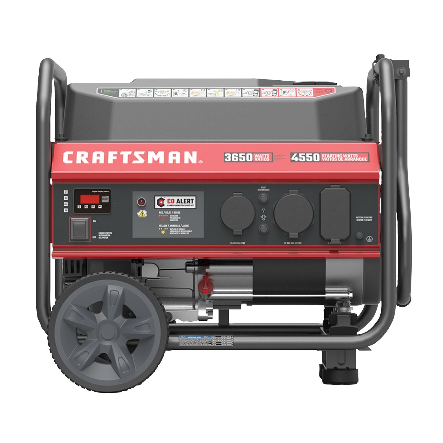 Craftsman Gas Portable Generator 4550/3650W Recoil Start Wheel Kit CO ...