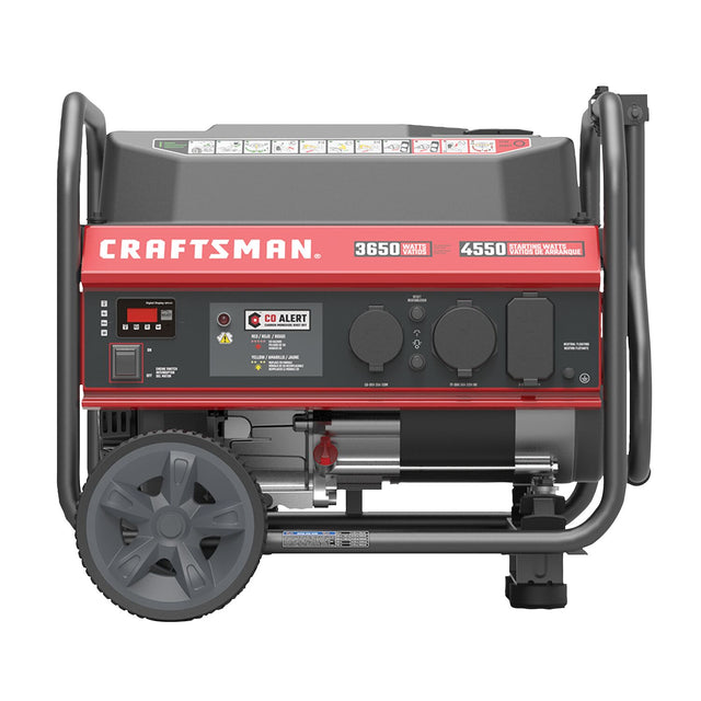 Craftsman Gas Portable Generator 4550/3650W Recoil Start Wheel Kit CO Alert